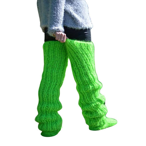 Womens Solid Color Knitted Wool Socks Over The Knee - MyFaceSocksAu