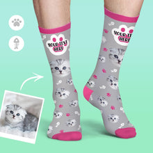 Custom Face Socks Colorful Candy Series Soft And Comfortable Cat Socks - Black