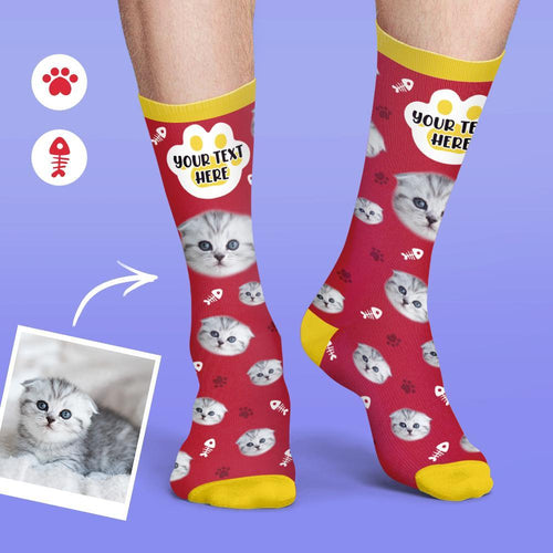 Custom Face Socks Colorful Candy Series Soft And Comfortable Cat Socks - Black